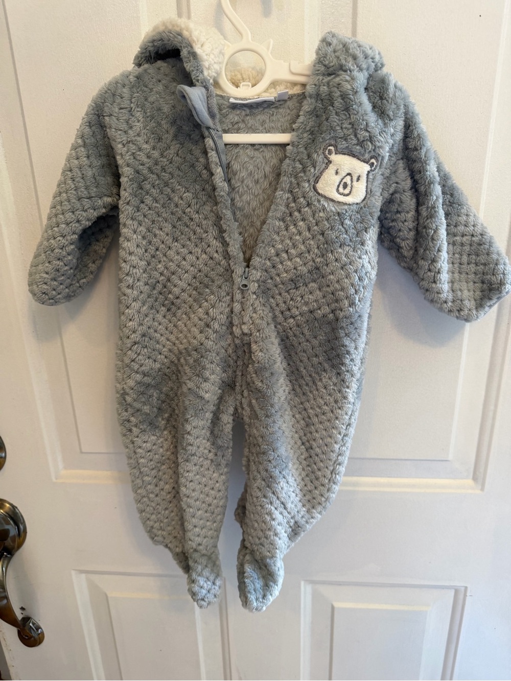 Cozy Gray Bear Hooded One-Piece for Kids